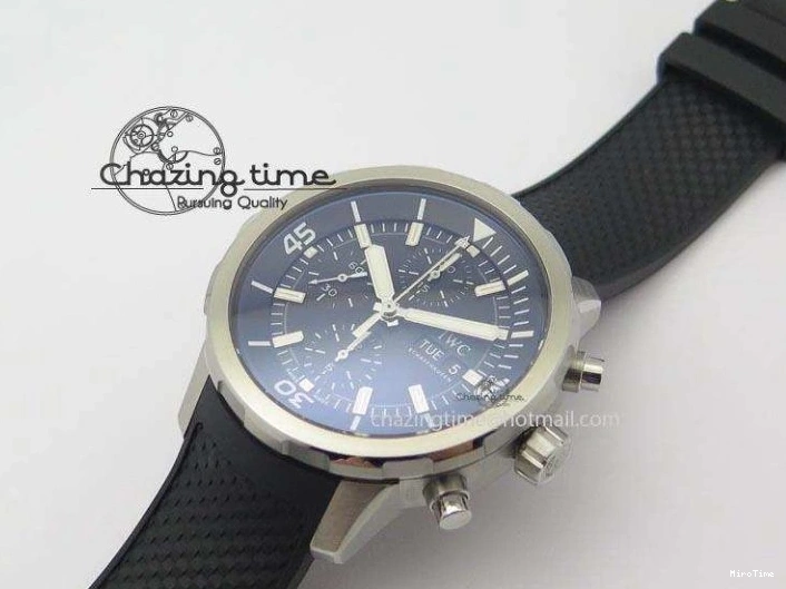 MIROTIME 0225 Aquatimer Chrono IW376803 V6F 1:1 Best Edition Black Dial On Rubber Strap A Stretchable 7280